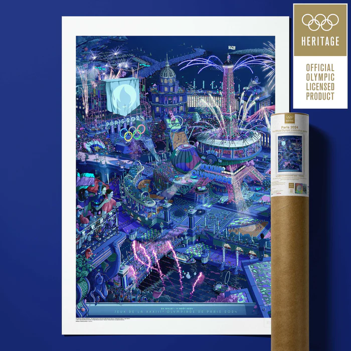 50x70_paris_2024_celebration_OLY_tube_fond_couleur-la-maison-de-zazou-rennes (1) affiche one art -jeux olympiques et paaralympiques - la maison de zazou - rennes