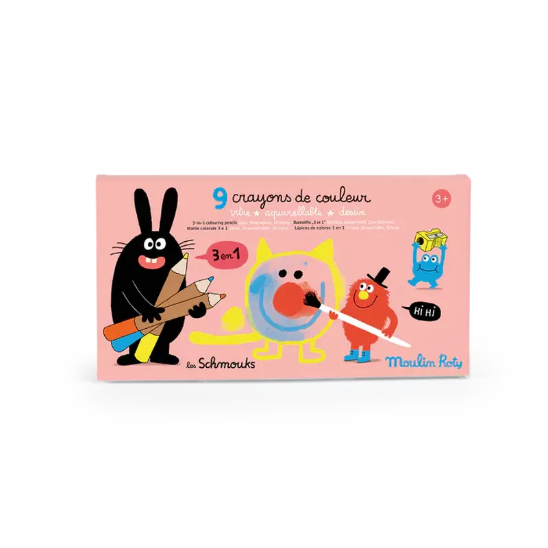 9-crayons-de-couleur-3-en-1-Les-Schmouks-Moulin-Roty-La-maison-de-zazou (1) 9 crayons 3 en 1 - les schmouks - moulin roty - la maison de zazou
