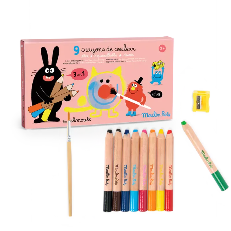 9-crayons-de-couleur-3-en-1-Les-Schmouks-Moulin-Roty-La-maison-de-zazou (2) 9 crayons 3 en 1 - les schmouks - moulin roty - la maison de zazou