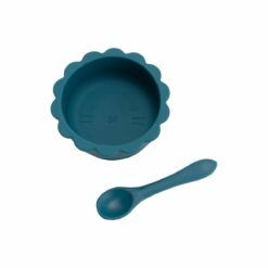 a table - coffret assiette et cuillere - bleu - en silicone - amadeus - la maison de zazou
