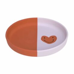 assiette en silicone - happy coeur lavande - lassig - la maison de zazou