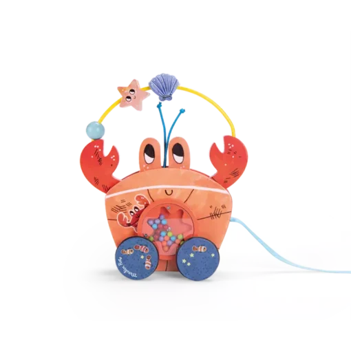 jouet à trainer - crabe - les aventures de paulie -jouet en bois pour bébés - la maison de zazou