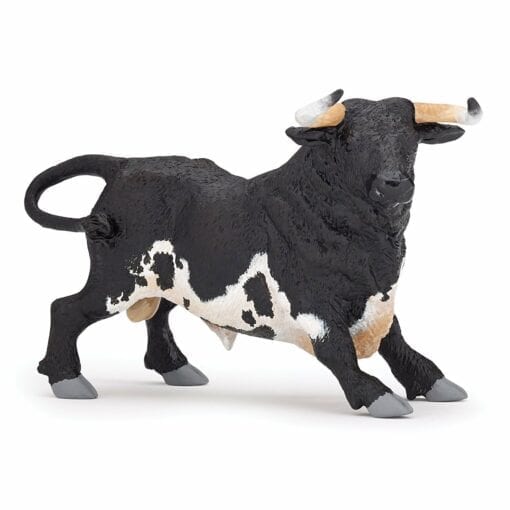 figurine animaux de la ferme - taureau noir et blanc - la vie a la ferme - papo