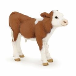 figurine animaux de la ferme - veau simmental marron - la vie a la ferme - papo