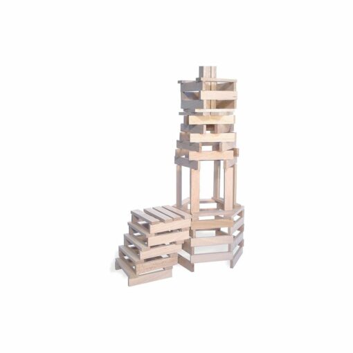 jeu de construction en bois - batibloc classic 200 planchettes en bois massif - fabriqué en france   -vilac - la maison de zazou