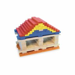 jeu de construction en bois - batibloc color 100 planchettes en bois massif colorées - fabriqué en france   -vilac - la maison de zazou
