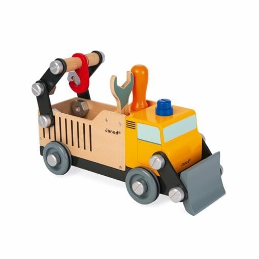 jouet d'imitation en bois 3 ans - camion de chantier brico'kids en bois  -etablis & outils - janod