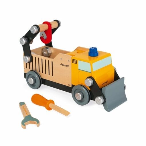 jouet d'imitation en bois 3 ans - camion de chantier brico'kids en bois  -etablis & outils - janod
