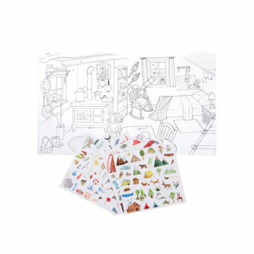loisir créatif - cahier stickers - l'explorateur - le jardin du moulin - 20 pages  -  moulin roty - la maison de zazou