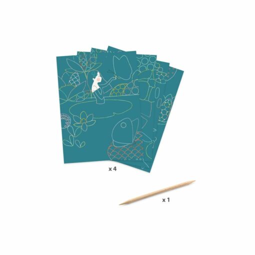 loisir créatif - pochette de 4 cartes à gratter - l'étang  - djéco - la maison de zazou