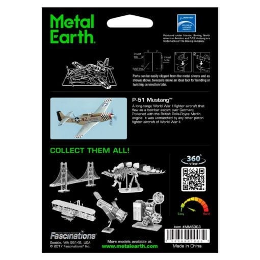 maquette métal earth 12-14 ans - avion mustang p-51 - métal earth