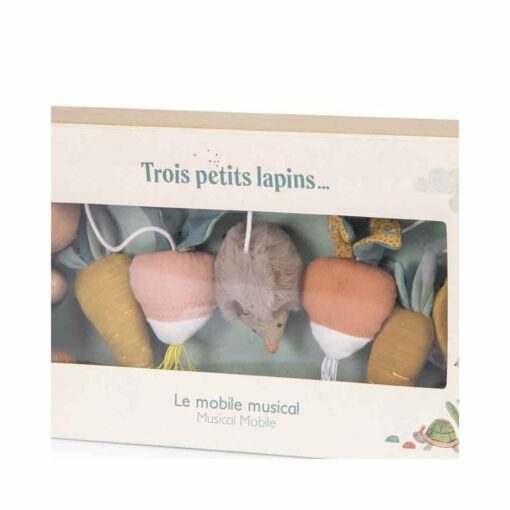 mobile musical croisillon - trois petit lapins - la maison de zazou