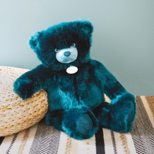 peluche ours histoire d'ours- ours collection bleu paon - 40 cm - la maison de zazou