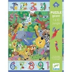 puzzle encastrement - géant 1 a 10 jungle - 54 pièces - djéco