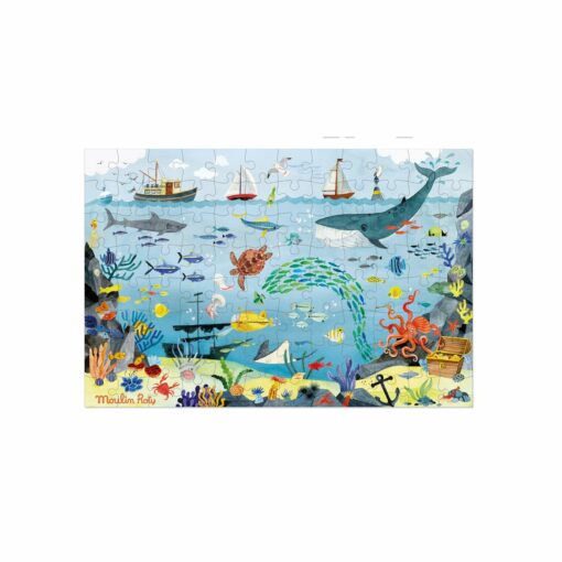 puzzle enfant - puzzle de l'explorateur - l'océan - 96 pièces - le jardin du moulin -  moulin roty - la maison de zazou