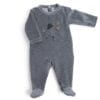 Pyjama bébé - 1m velours gris chiné tête chat - Les Moustaches - Moulin Roty