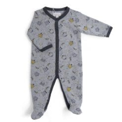 Pyjama bébé - 3m jersey gris chiné allover chats - Les Moustaches - Moulin Roty